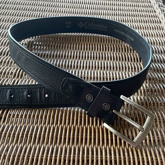 Mens Columbia Black Leather Belt - 34 - Picture 1 of 4